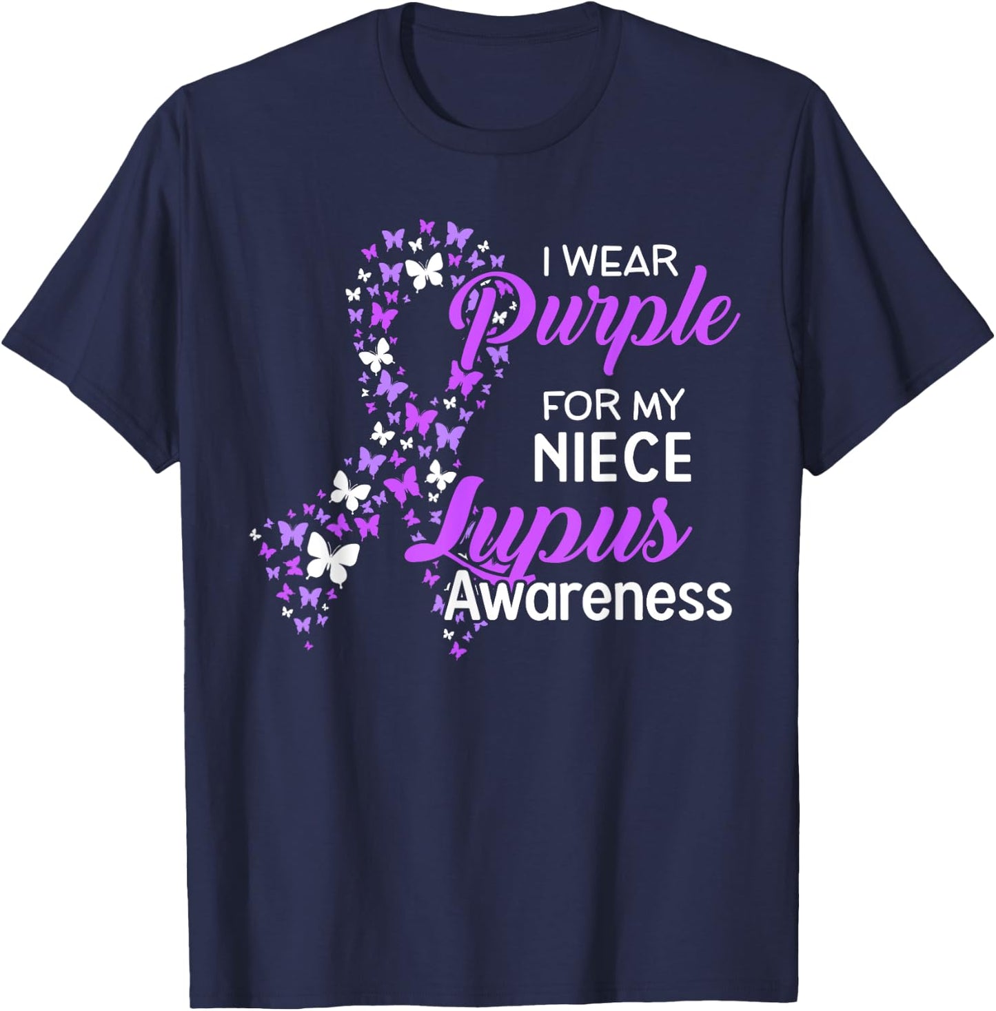 I Wear Purple For NIECE Lupus Awareness gifts T-Shirt - T-Shirt | Navy