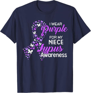 I Wear Purple For NIECE Lupus Awareness gifts T-Shirt - T-Shirt | Navy