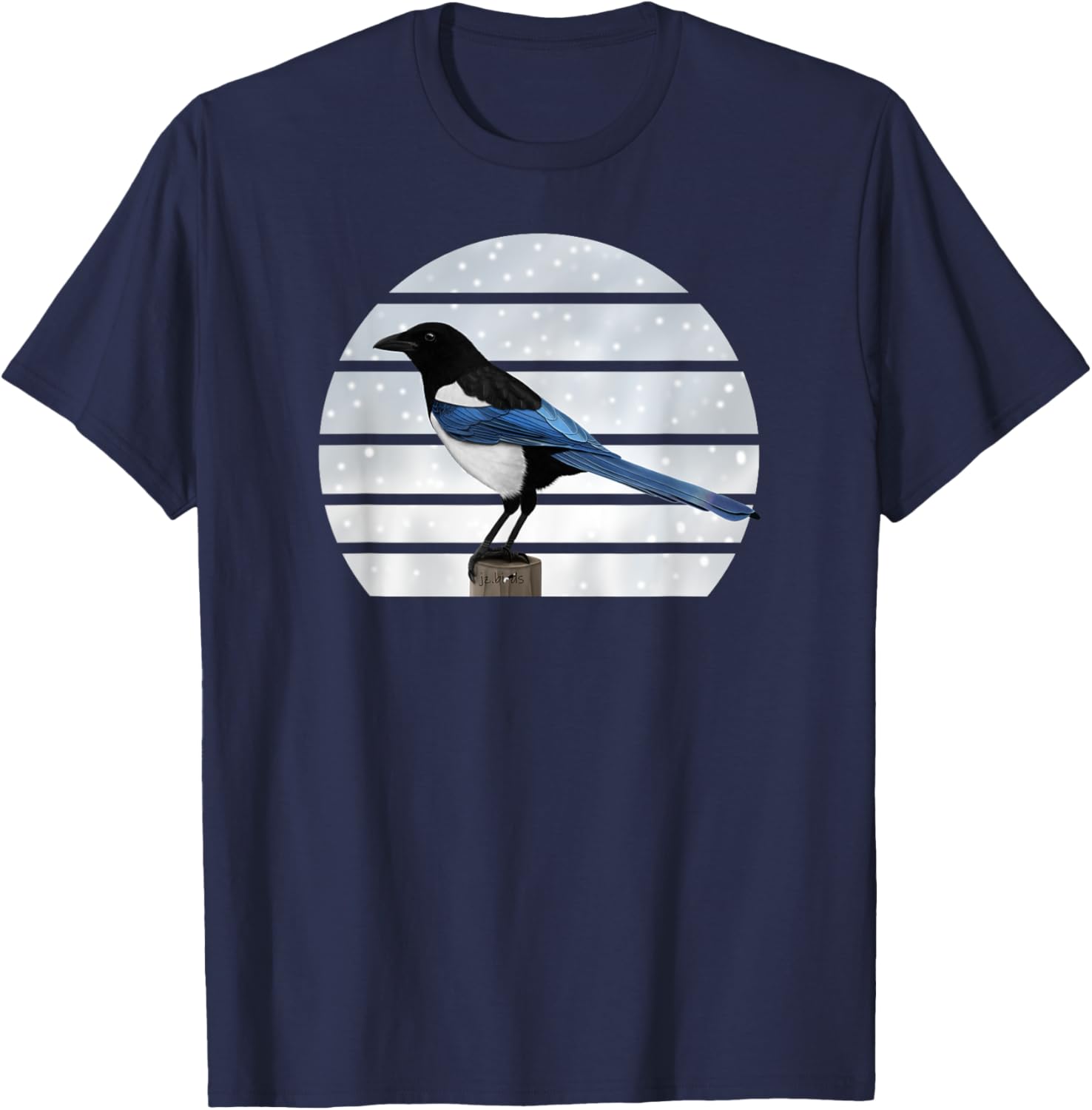 Magpie Winter Birds Christmas Snow Birder Birdwatching T-Shirt - T-Shirt | Navy