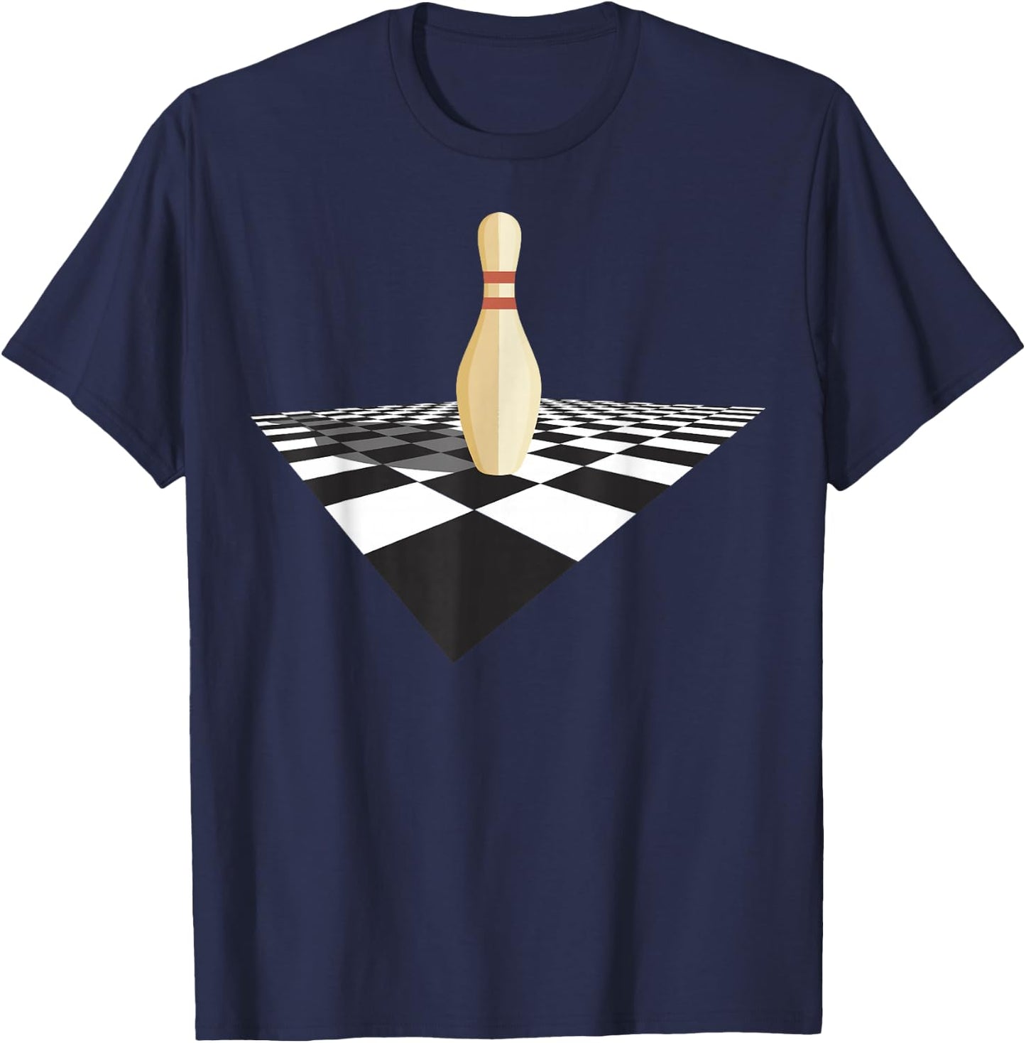 The Big Lebowski Bowling Pin Checkered Floor Graphic T-Shirt - T-Shirt | Navy
