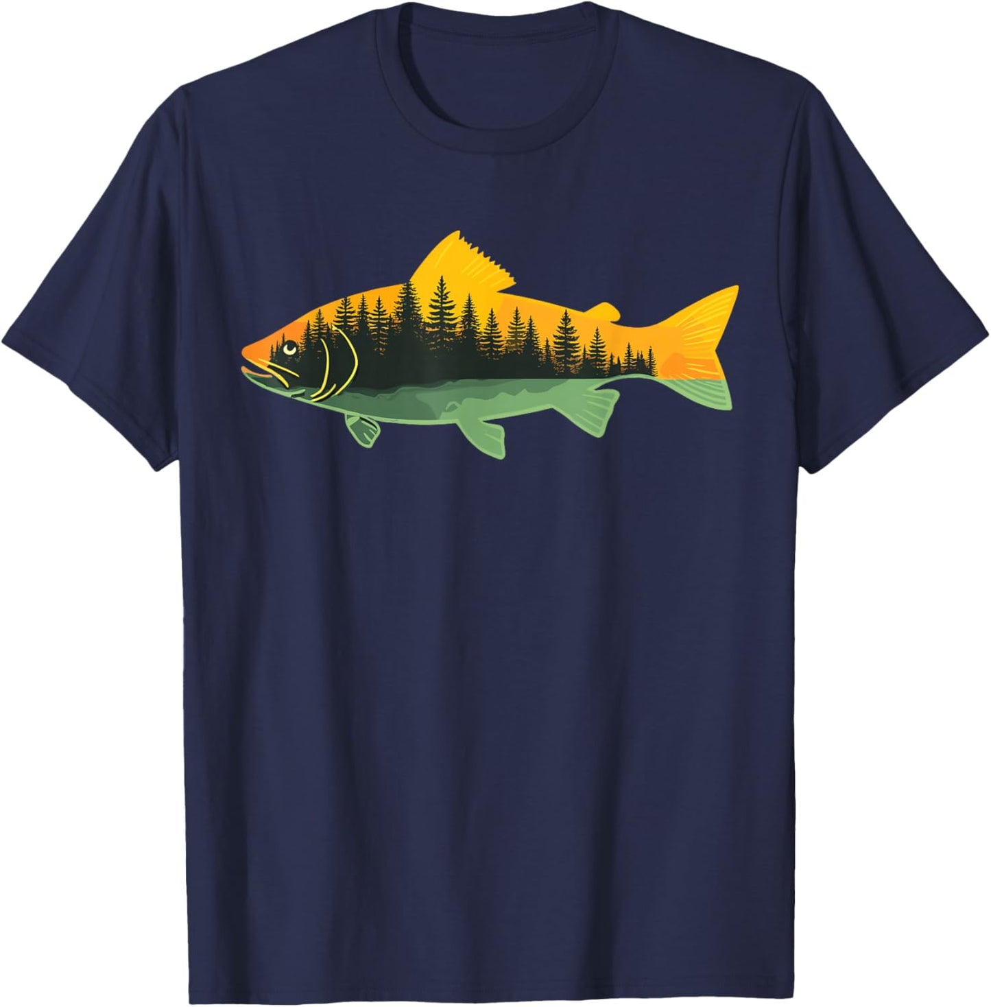 Fishing Outdoor Forest Nature Wildlife Fisherman T-Shirt - T-Shirt | Navy