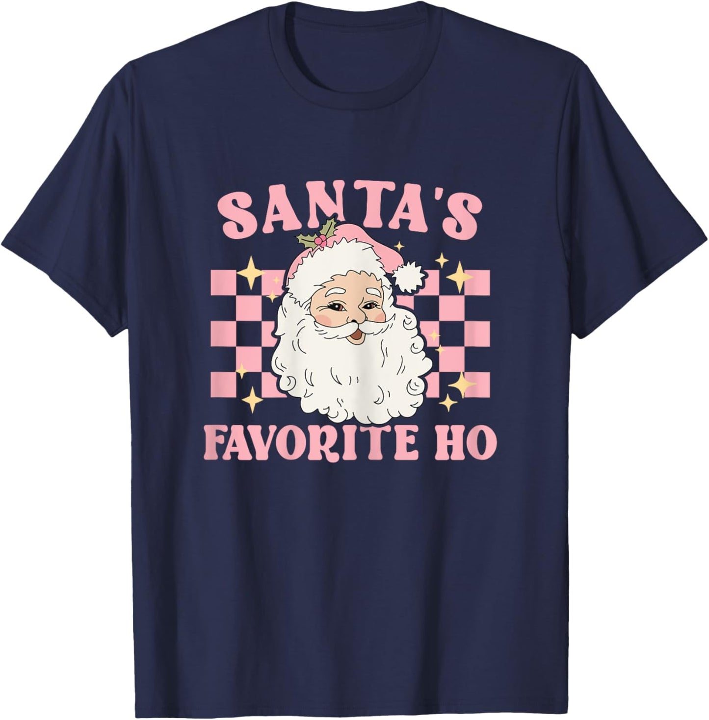 Groovy Funny Christmas Holiday Santas Favorite Ho T-Shirt - T-Shirt | Navy