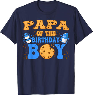 Papa Of The Birthday Boy Milk and Cookies Lover T-Shirt - T-Shirt | Navy