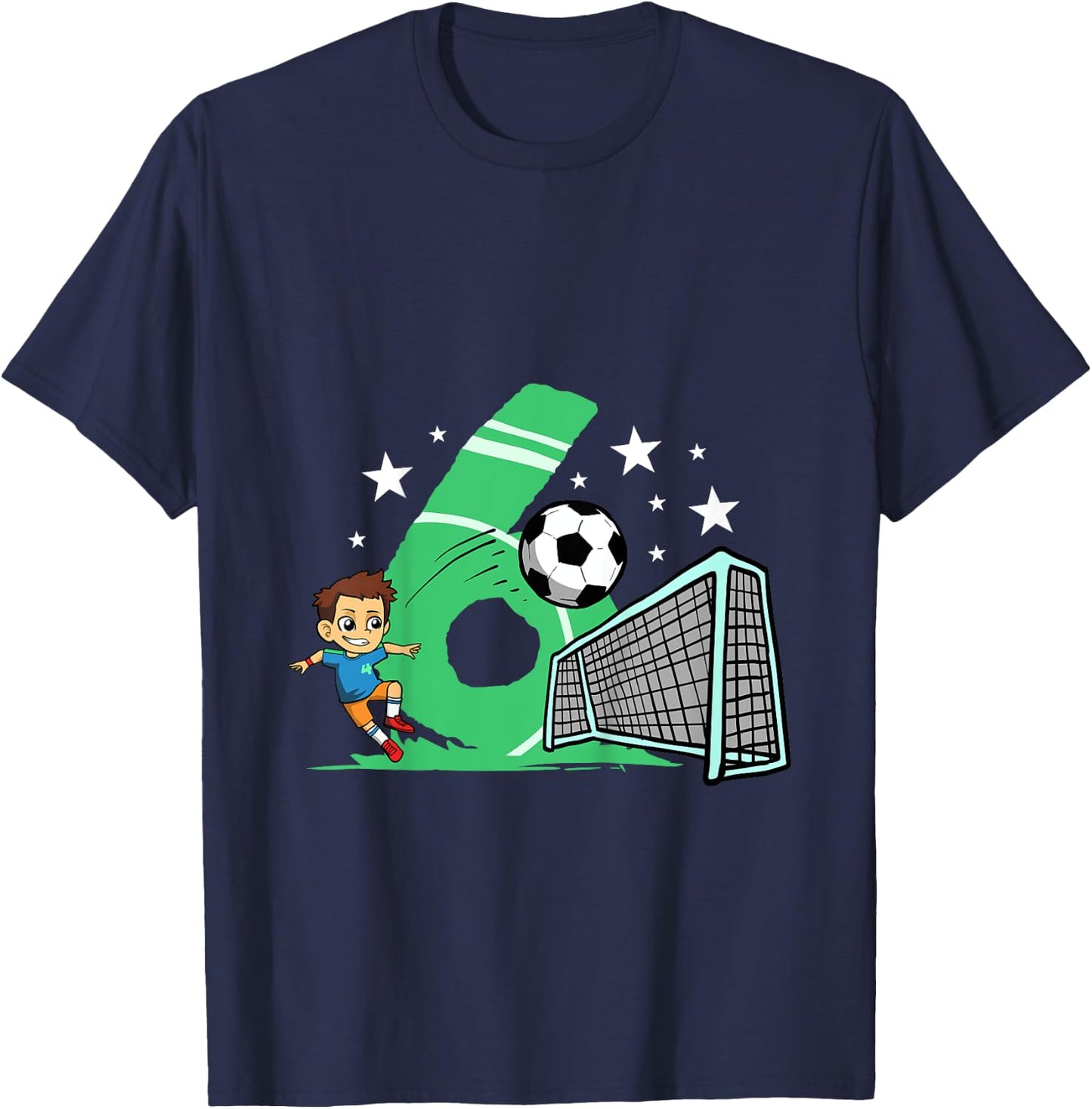6th Birthday Football Shirt Gift 6 Years Football Player T-Shirt - T-Shirt | Navy