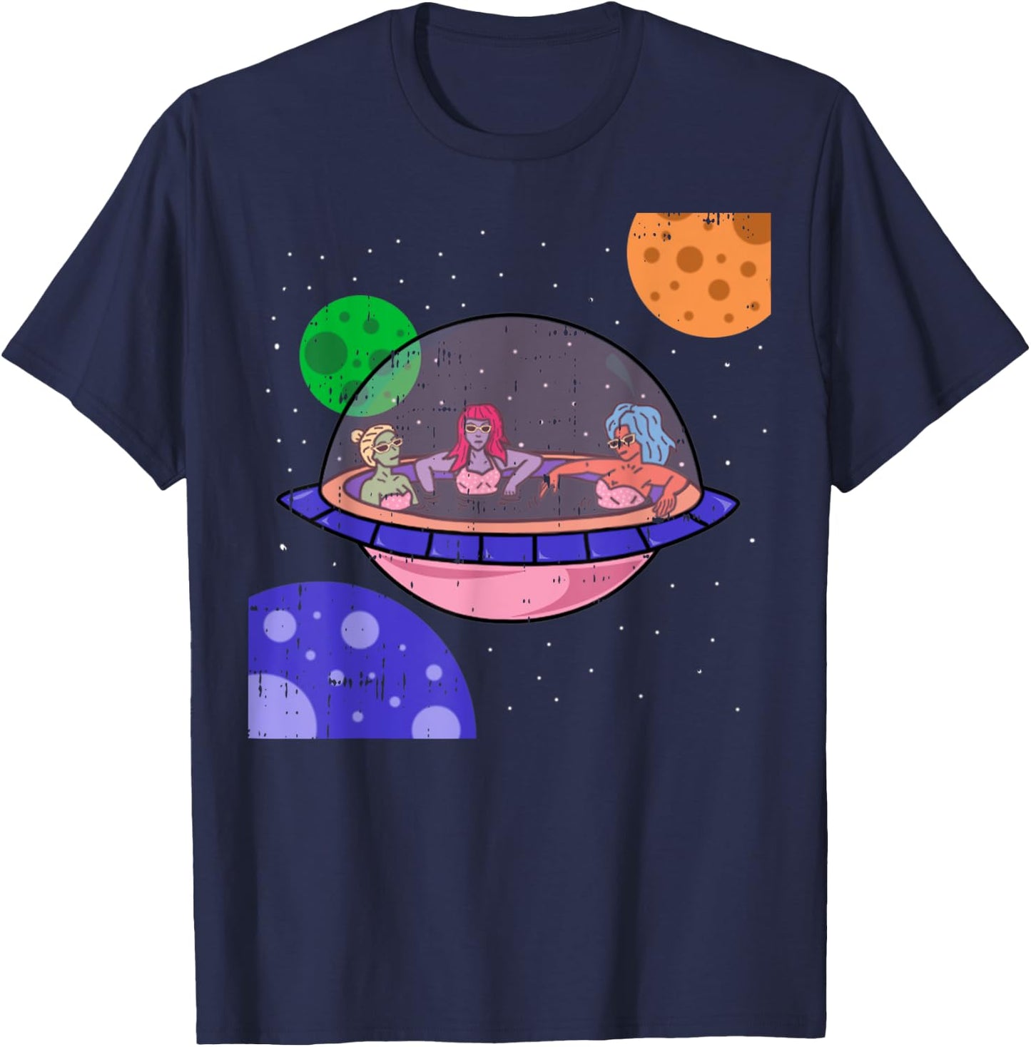 Area-51 Alien Easy Bathtub Space Lazy UFO Halloween Gift T-Shirt - T-Shirt | Navy