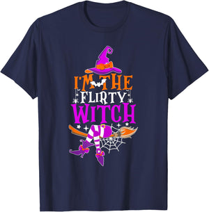 I'm The Flirty Witch Shirt Funny Witch Halloween Costume T-Shirt - T-Shirt | Navy