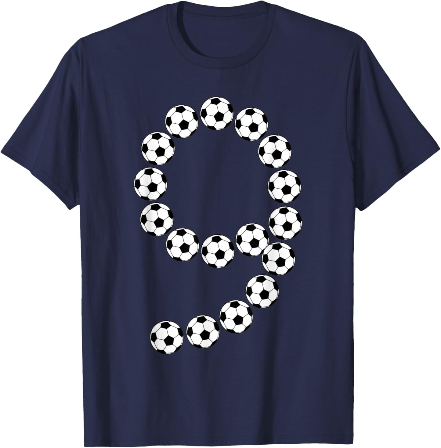 9th Birthday Football Soccer Boys Kids 9 Nine Years Old T-Shirt - T-Shirt | Navy