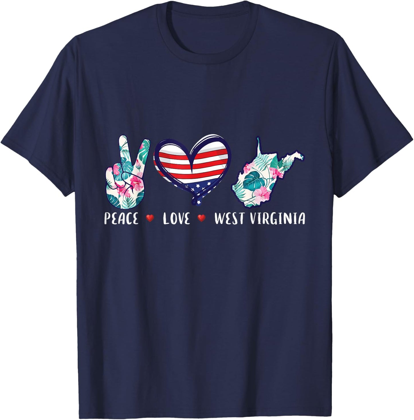Peace love West Virginia flag grown Souvenirs women T-Shirt - T-Shirt | Navy