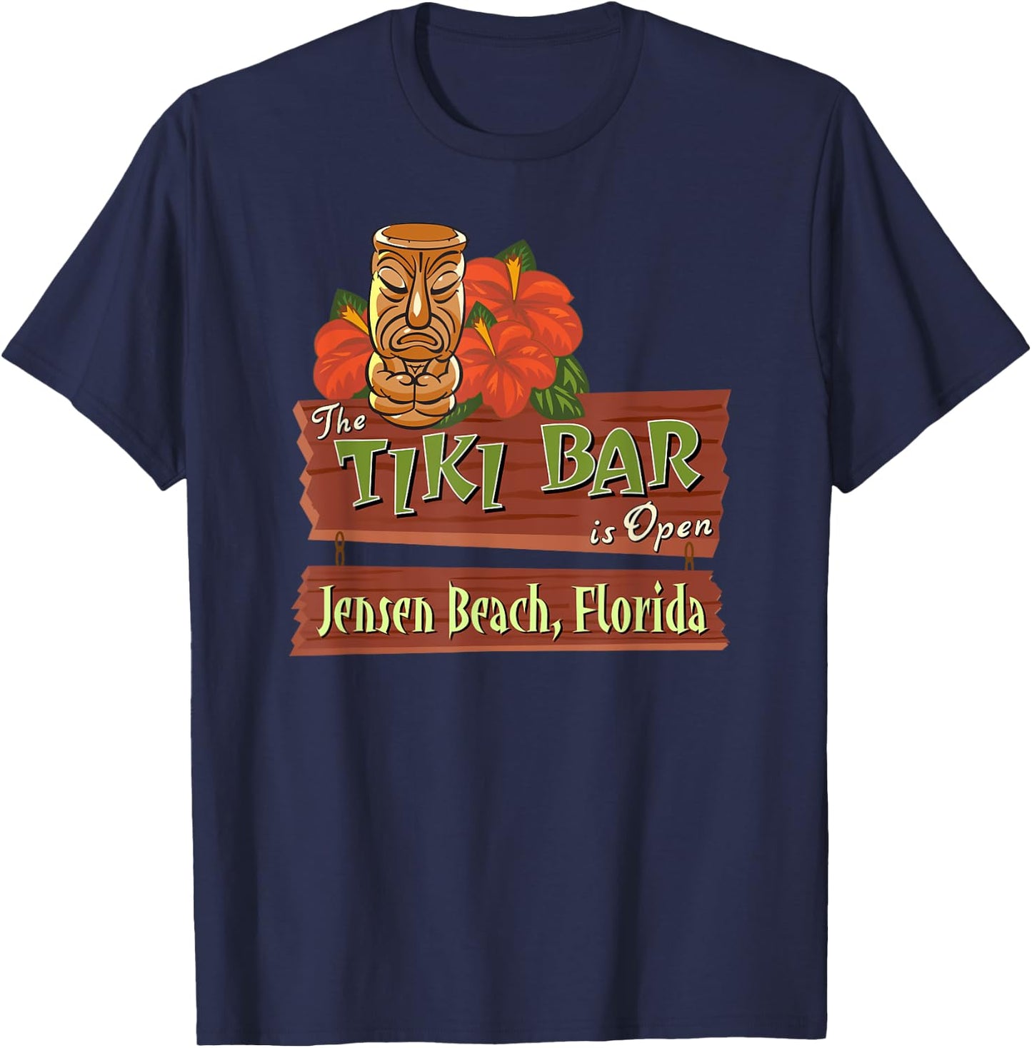 Jensen Beach Florida Tiki Bar Women T-Shirt - T-Shirt | Navy