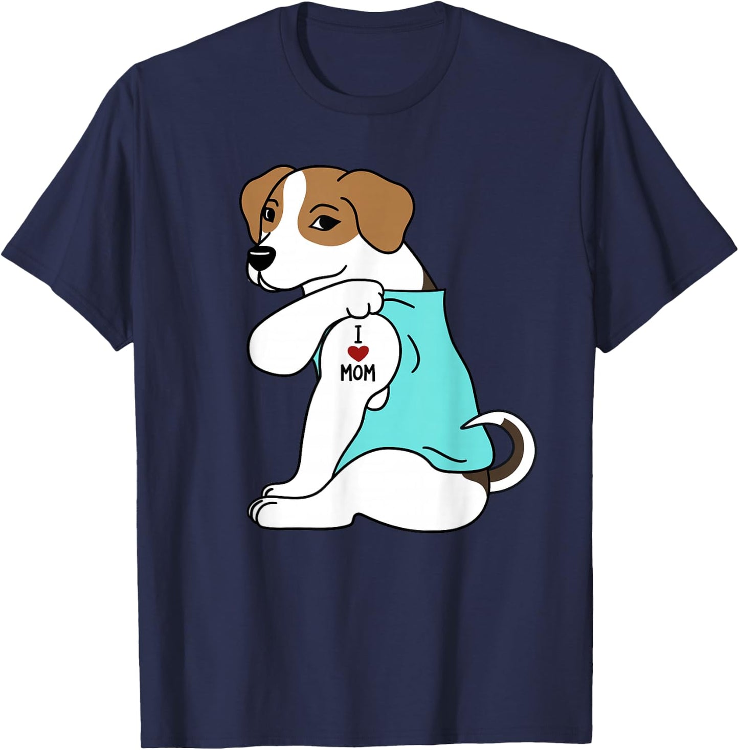 I Love Mom Tattoo Jack Russell Terrier Mother's Day Dog T-Shirt - T-Shirt | Navy