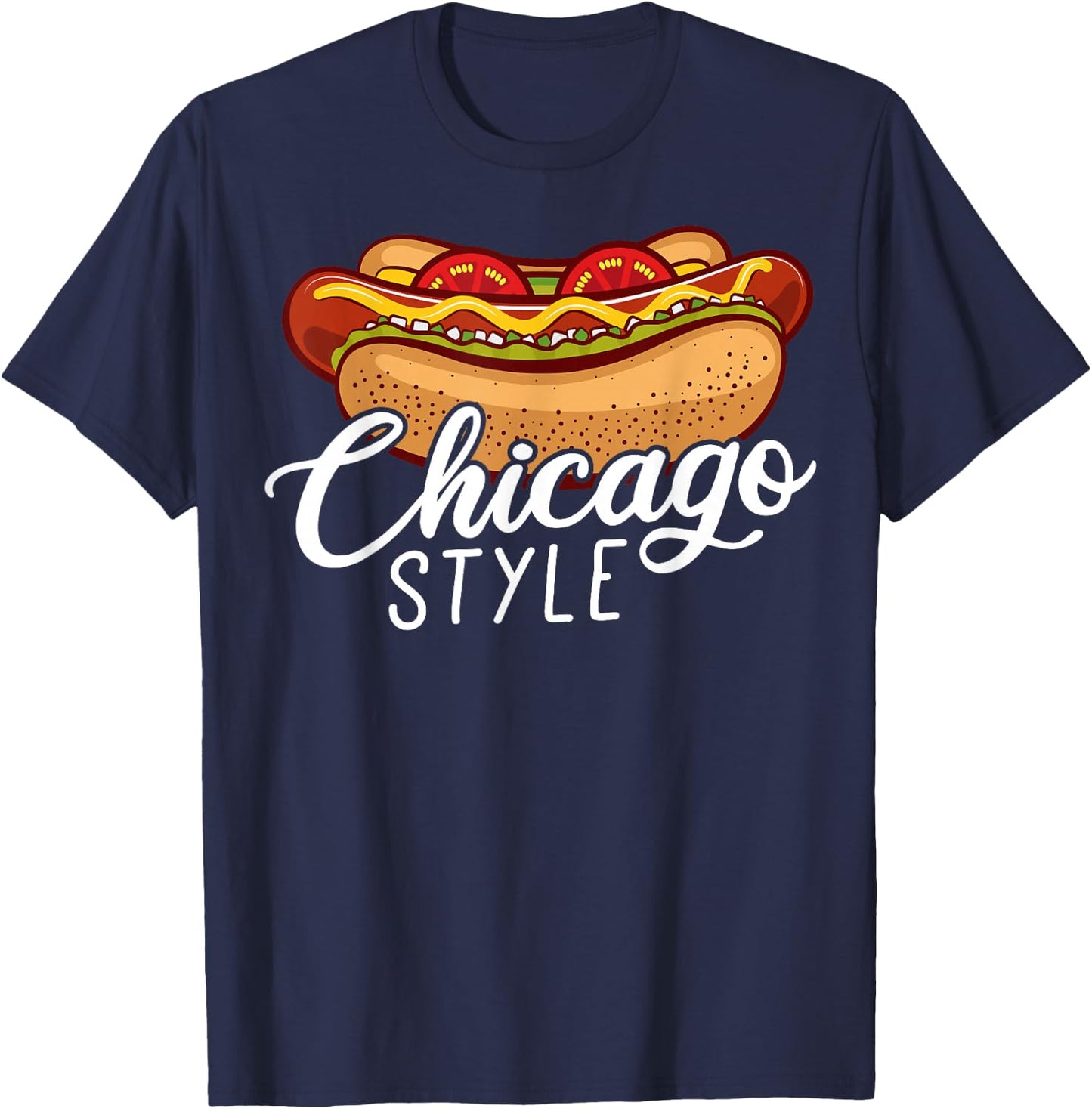 Chicago Style HOT Dog Gift Hotdog T-Shirt - T-Shirt | Navy