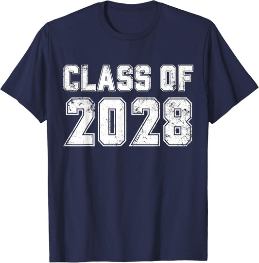 Class of 2028 Vintage Freshman Class 2028 Senior Graduation T-Shirt - T-Shirt | Navy