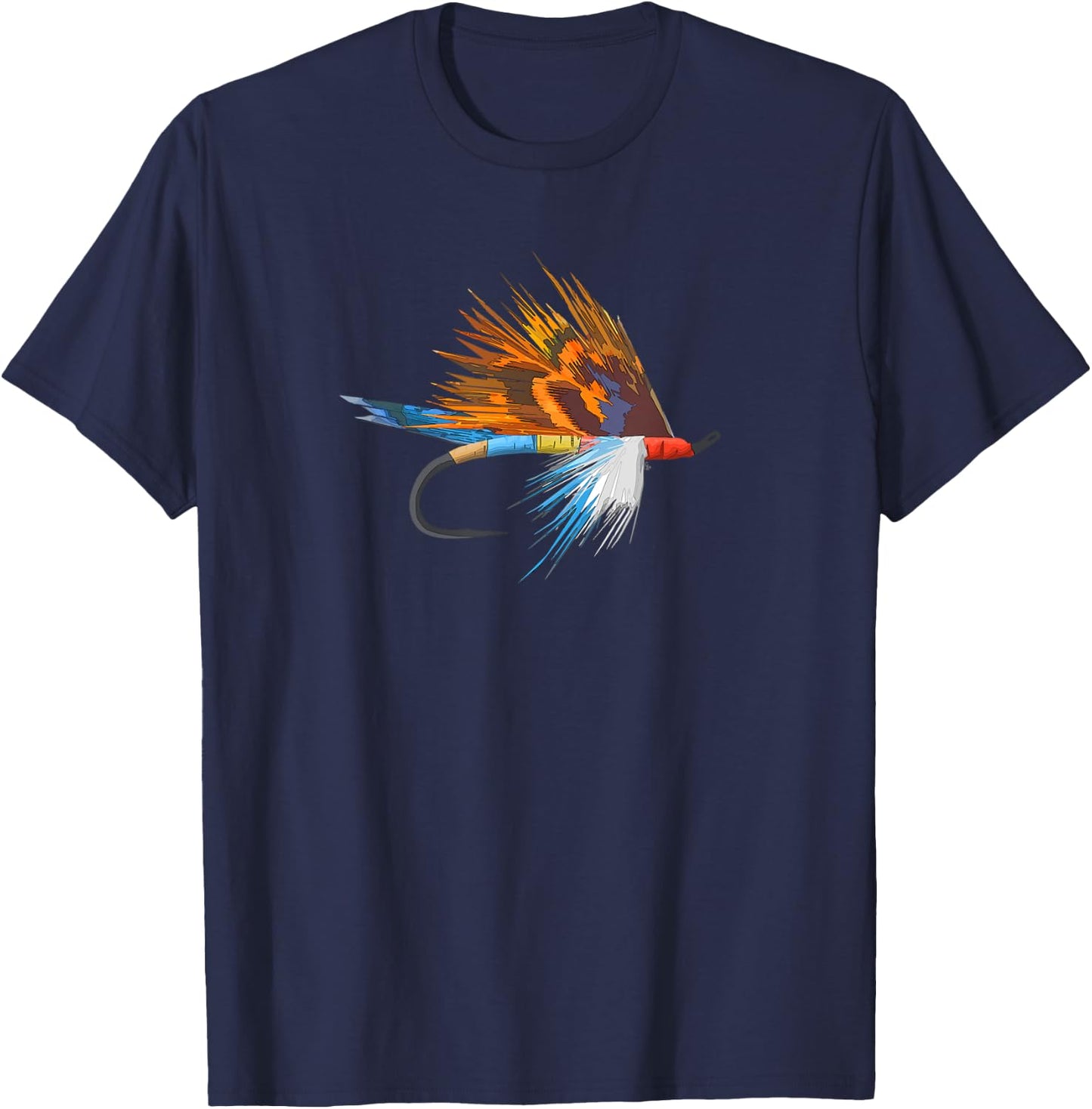 Fly Fishing Trout Fly Tie Art Fisherman Fly Fish Hook Art T-Shirt - T-Shirt | Navy