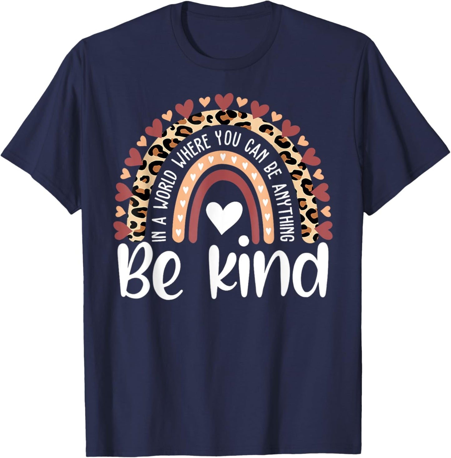 Unity Day Orange Anti Bullying Leopard Rainbow Kids Girls T-Shirt - T-Shirt | Navy