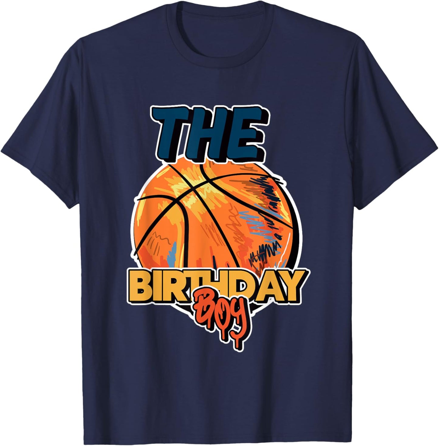 The Birthday Boy Basketball Theme Matching T-Shirt - T-Shirt | Navy