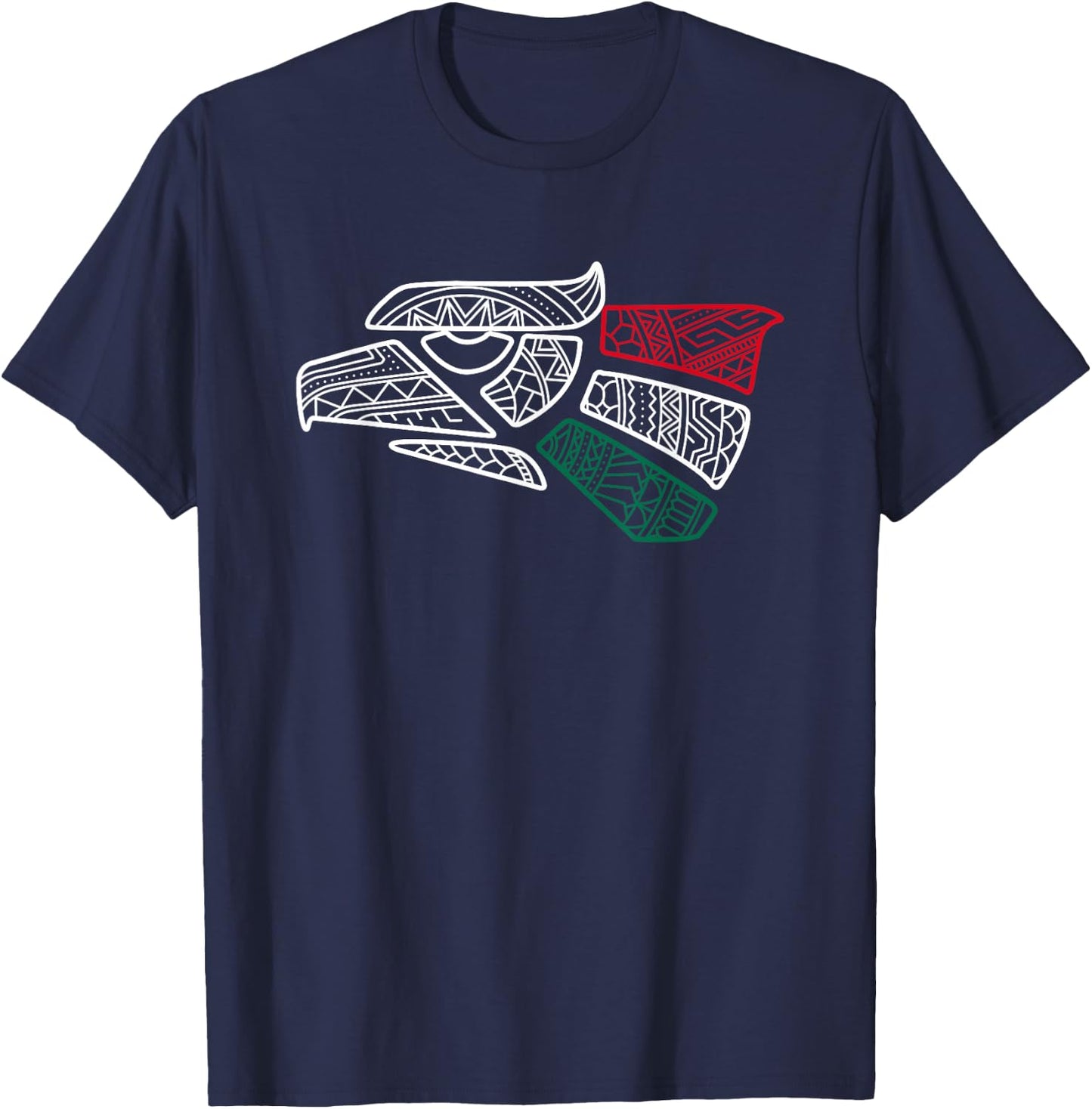 Mexico Flag - Mexican Eagle Aztec Style - Hecho En Mexico T-Shirt - T-Shirt | Navy