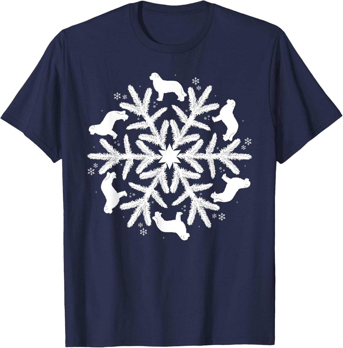 Snowflake Christmas Newfoundland T-Shirt - T-Shirt | Navy