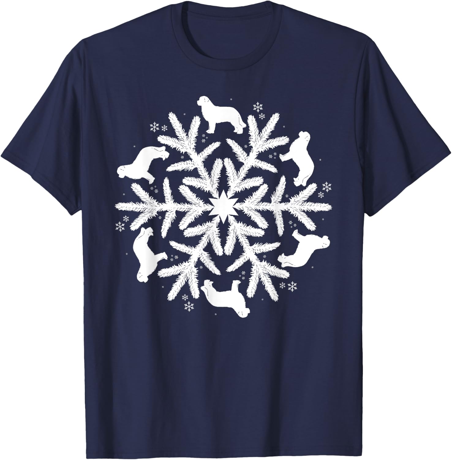 Snowflake Christmas Newfoundland T-Shirt - T-Shirt | Navy