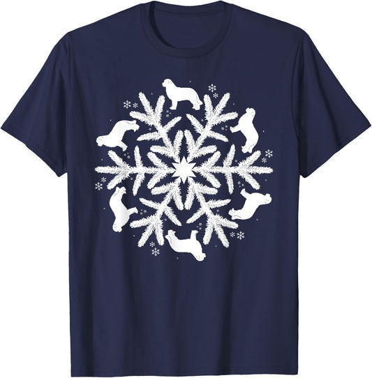 Snowflake Christmas Newfoundland T-Shirt - T-Shirt | Navy