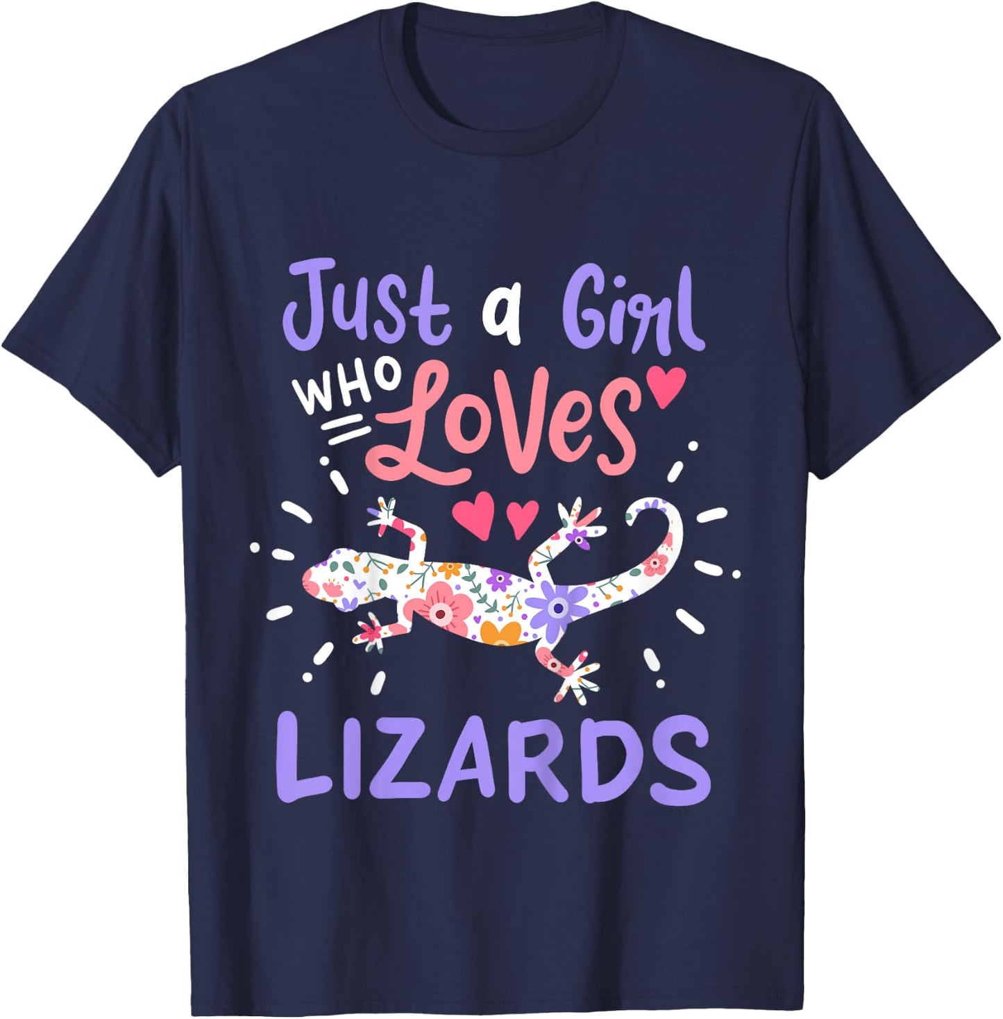 Lizard Just A Girl Lizards Gift T-Shirt - T-Shirt | Navy