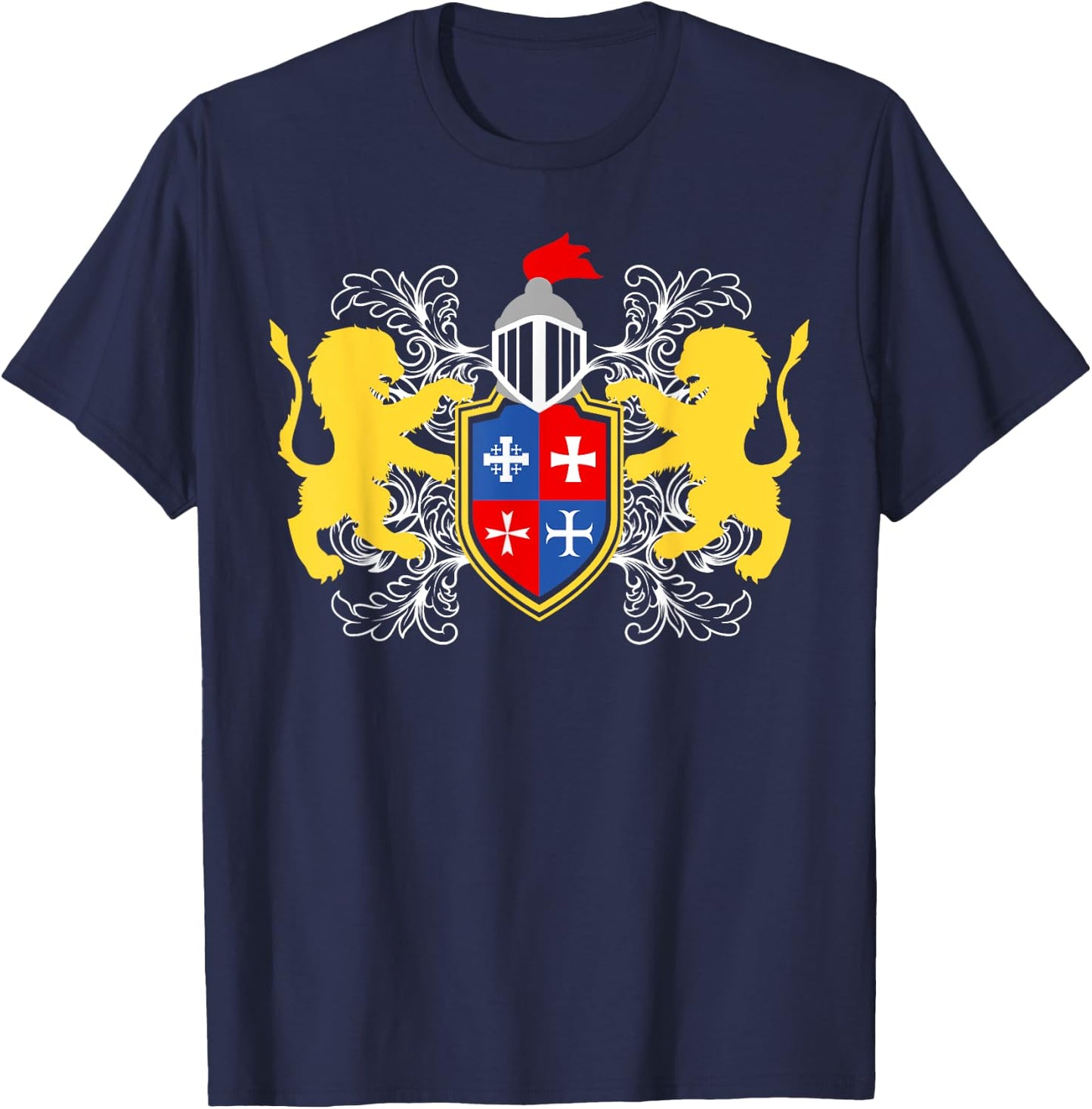 Knight Armour with Lions on Breast Armour Medieval Knight T-Shirt - T-Shirt | Navy