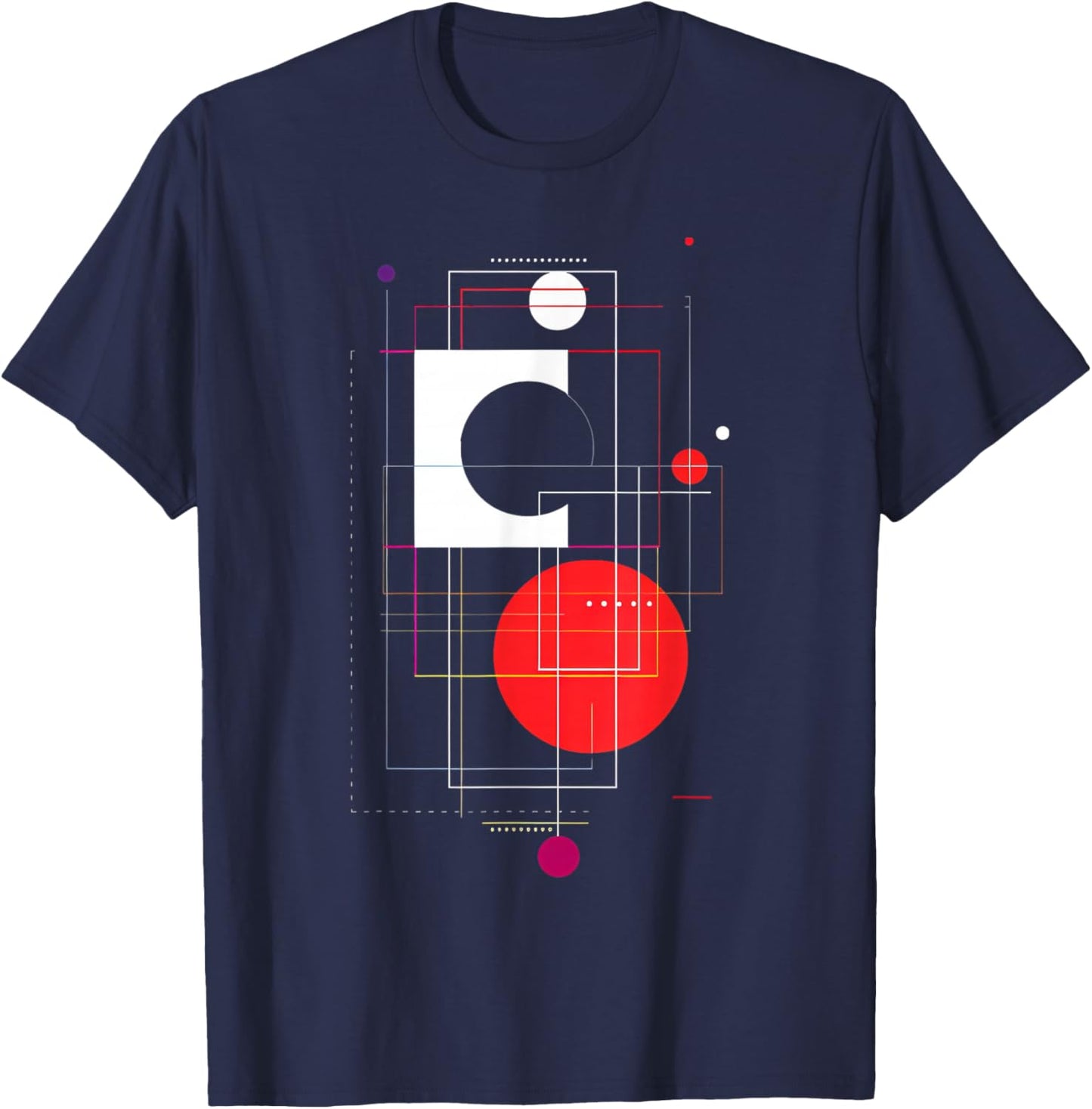Geometric Black, White, and Red Abstract T-Shirt - T-Shirt | Navy