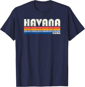 Vintage 70s 80s Style Havana, Cuba T-Shirt - T-Shirt | Navy