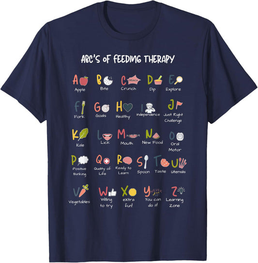 Feeding Therapy Alphabet Occupational Therapy Student Teach T-Shirt - T-Shirt | Navy