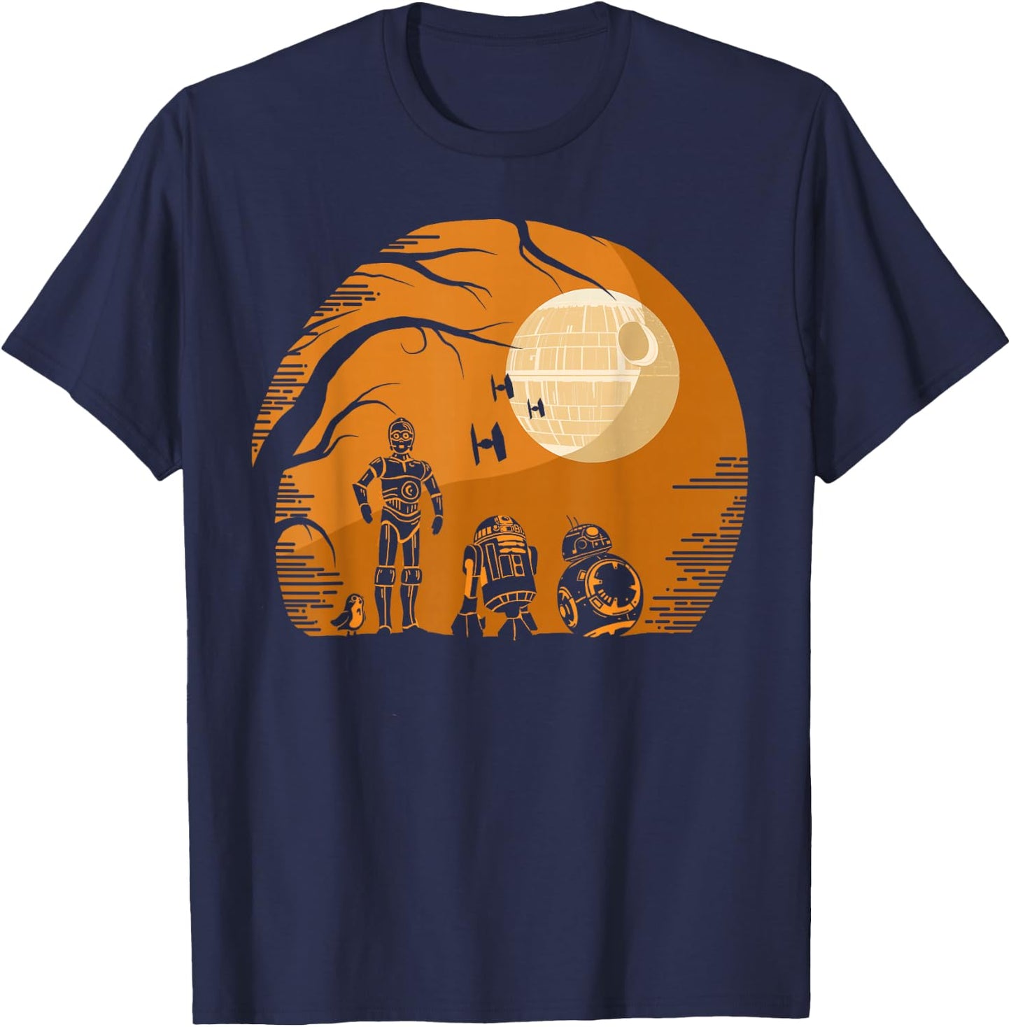 Star Wars Droids Halloween Orange Hue Death Star Portrait T-Shirt - T-Shirt | Navy