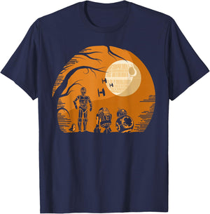 Star Wars Droids Halloween Orange Hue Death Star Portrait T-Shirt - T-Shirt | Navy