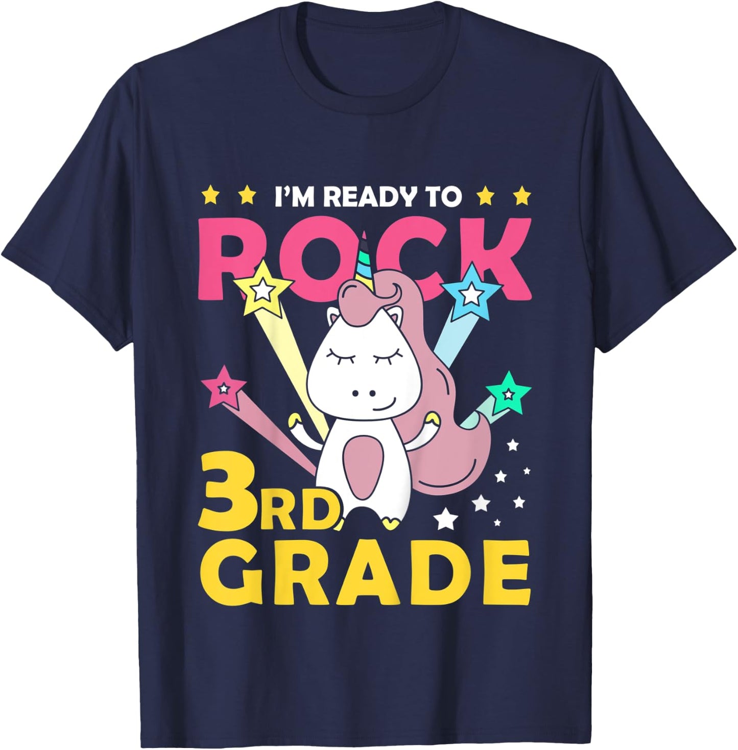 Kids I'm Ready Crush 3rd Grade Shirt Cute Unicorn T-Shirt - T-Shirt | Navy