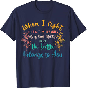 Retro Battle Belongs To The Lord Christian,Inspirational T-Shirt - T-Shirt | Navy