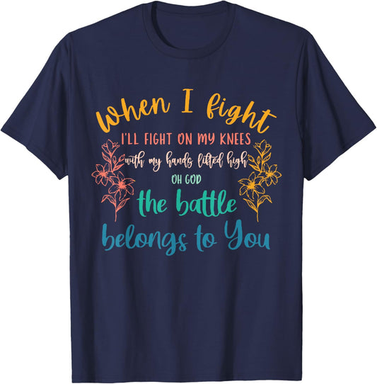 Retro Battle Belongs To The Lord Christian,Inspirational T-Shirt - T-Shirt | Navy
