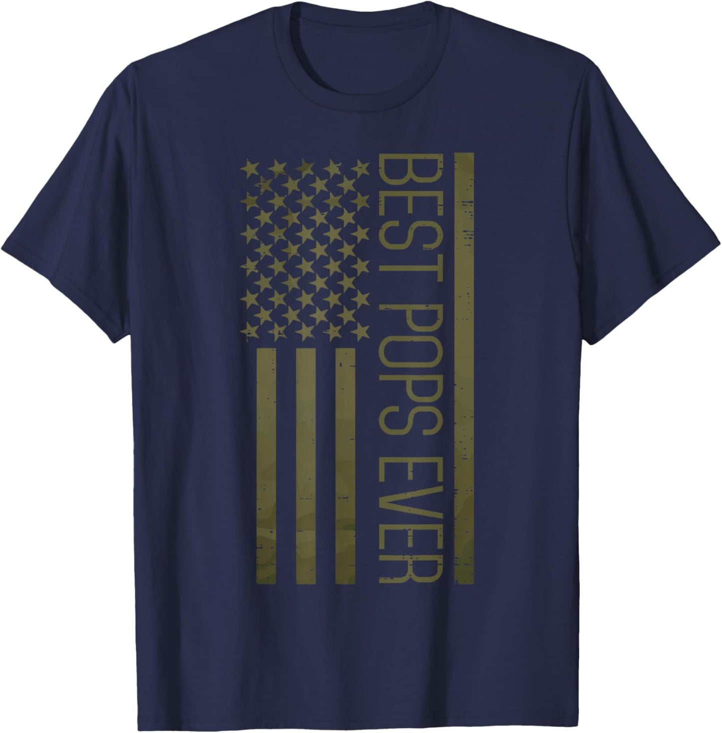Fathers Day Best Pops Ever America Flag Grandpa Granddad Men T-Shirt - T-Shirt | Navy