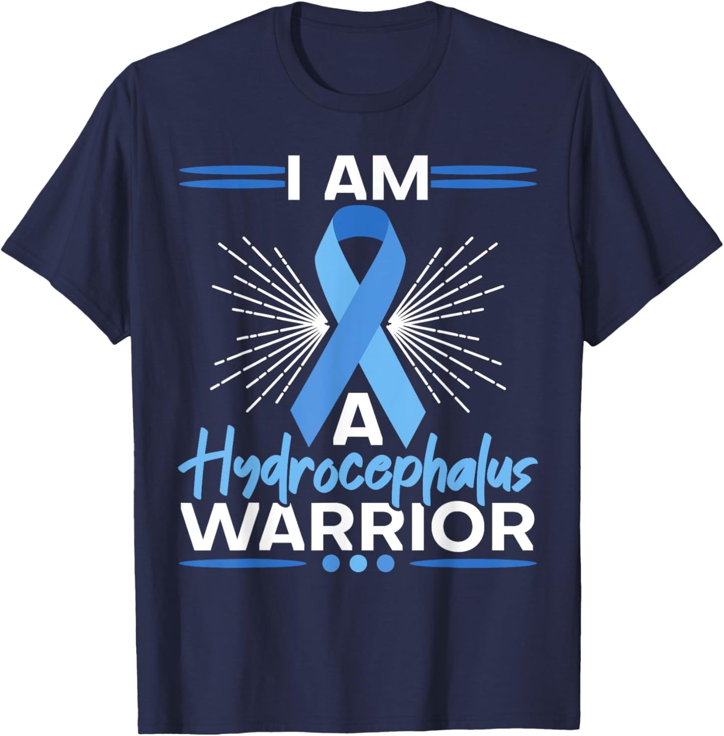 Hydrocephalus Warrior Brain Tumor Hydrocephalus Awareness T-Shirt - T-Shirt | Navy