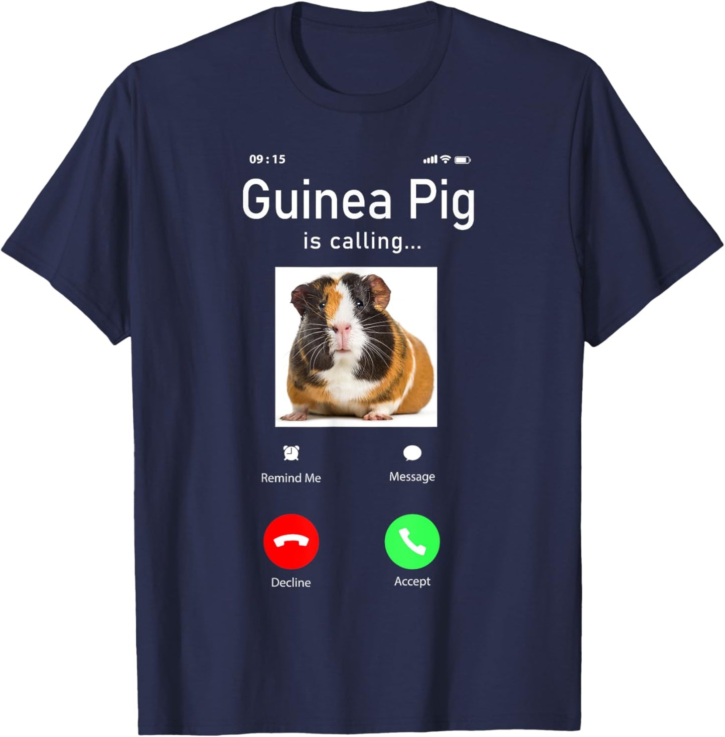 Guinea Pig Phone Display Guinea Pig Is Calling T-Shirt - T-Shirt | Navy