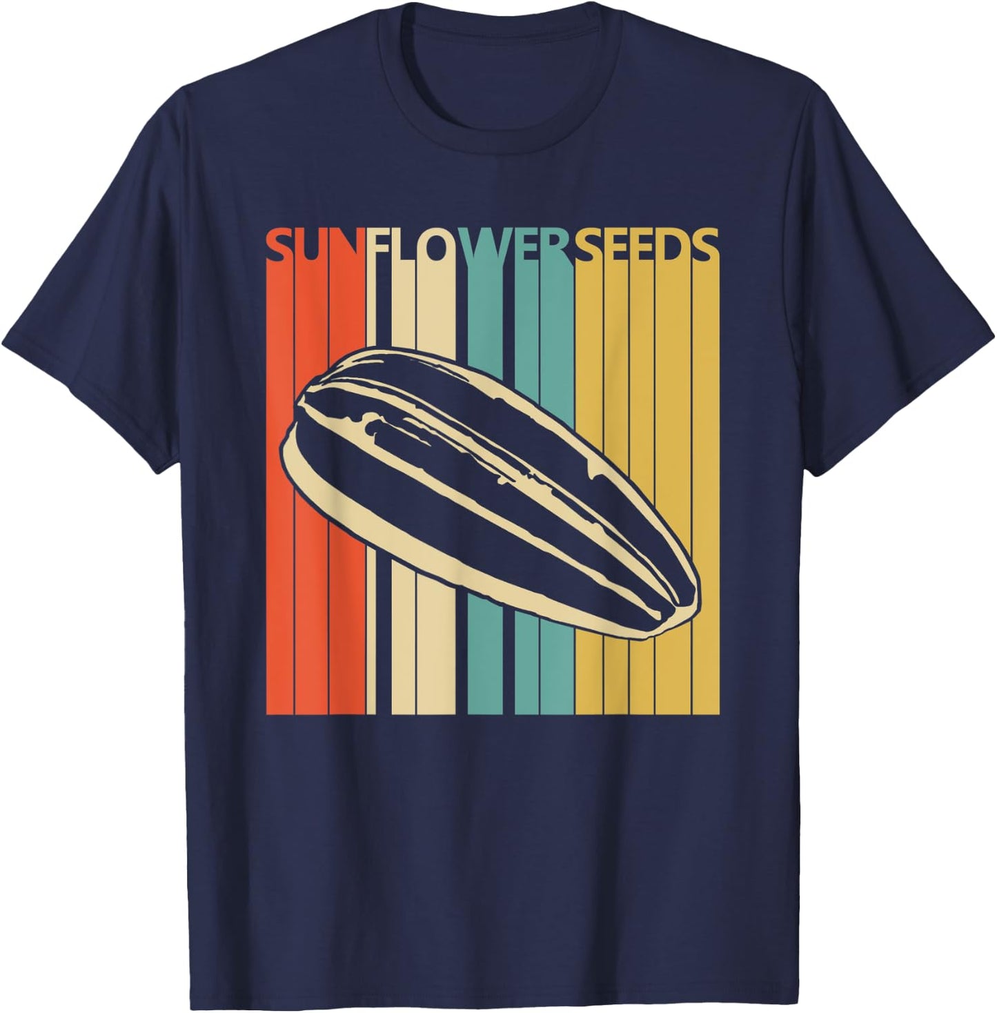Vintage Retro Sunflower Seeds T-Shirt - T-Shirt | Navy