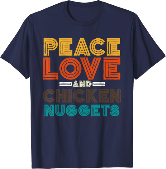 Hippie Fast Food Lover Gift Foodie Funny Chicken Nugget T-Shirt - T-Shirt | Navy
