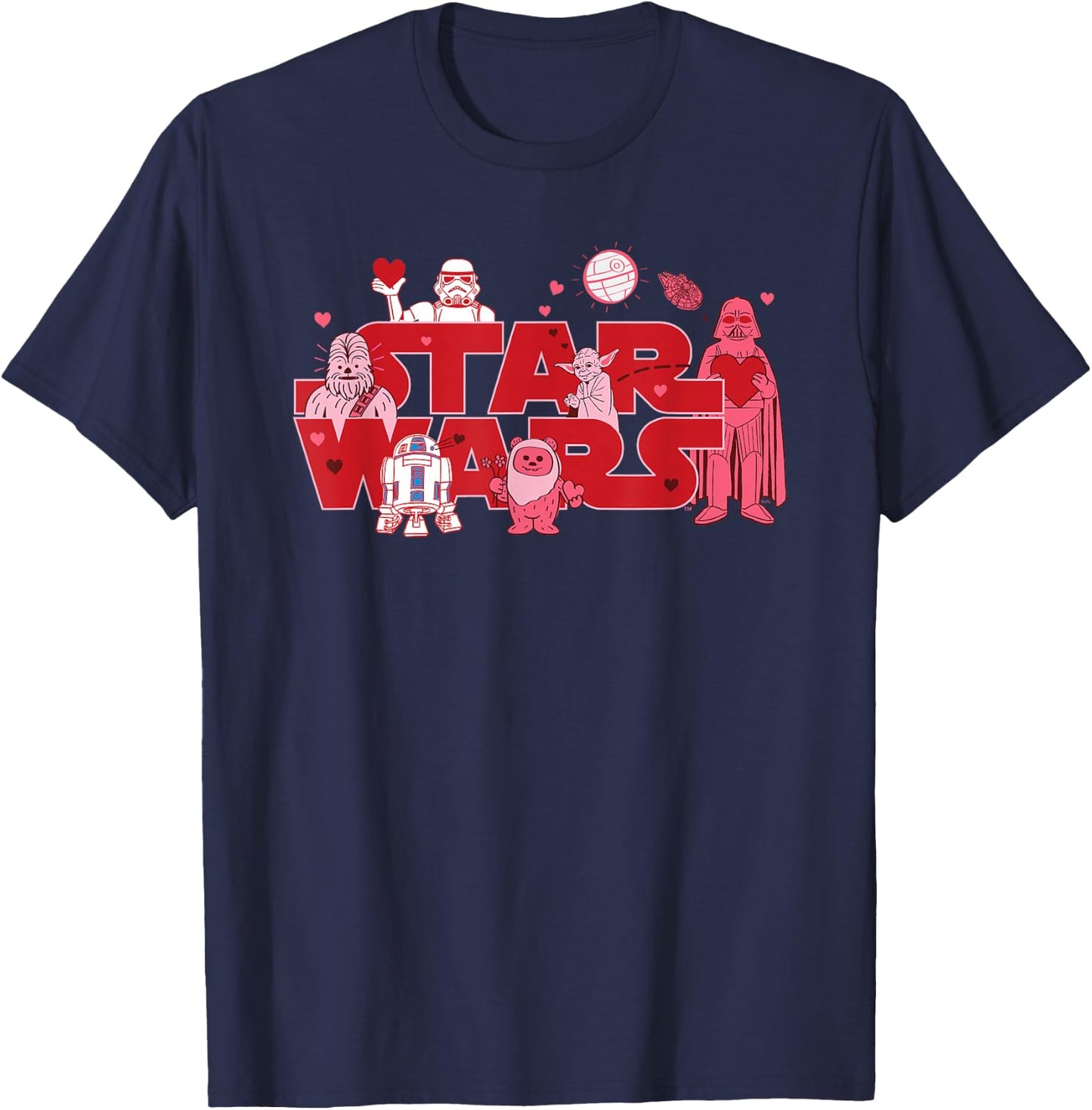 Star Wars Valentine's Day Logo Toon Classic Movie Characters T-Shirt - T-Shirt | Navy