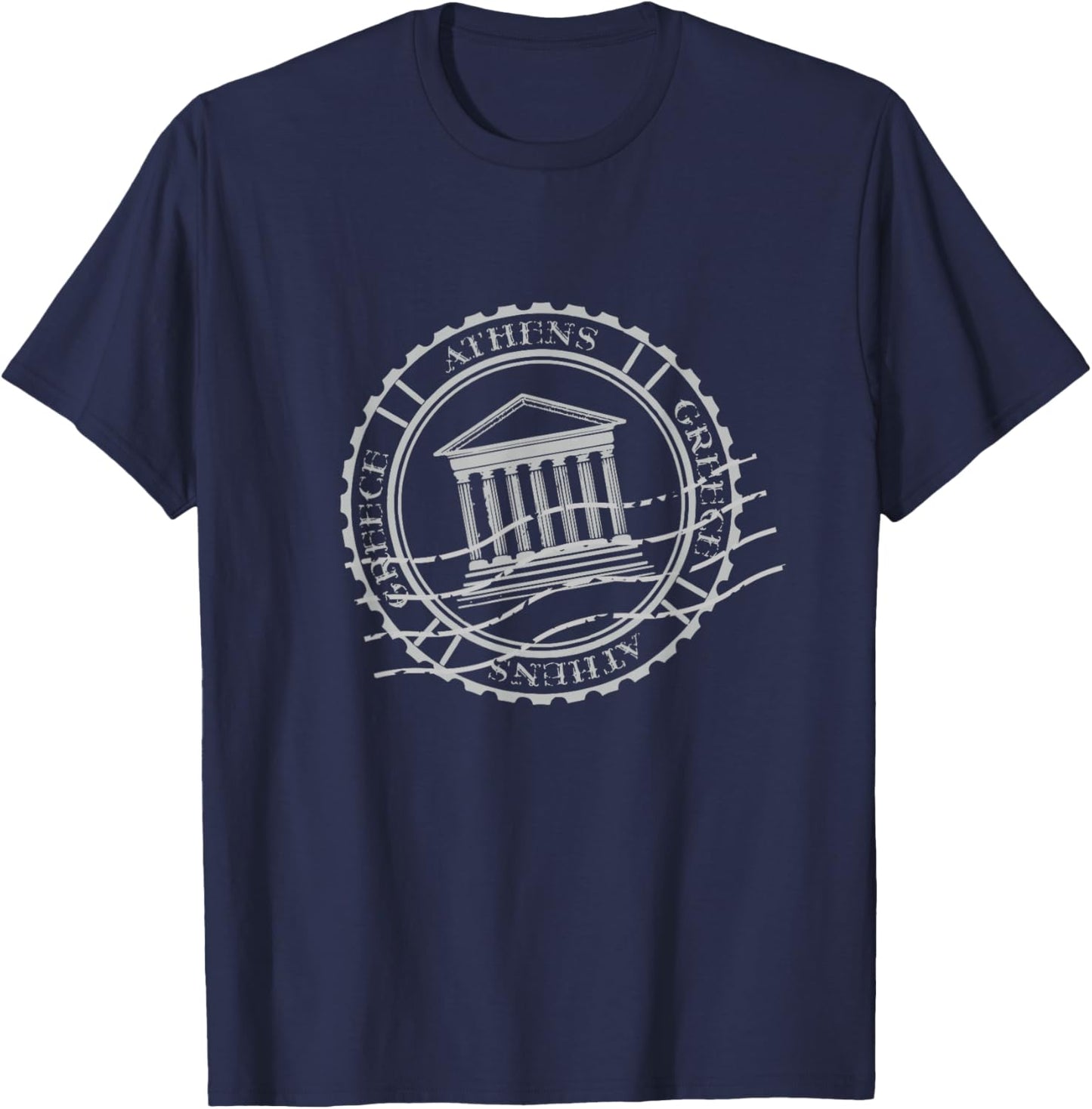Athens Greece Travel Vintage Sign Stamp T-Shirt - T-Shirt | Navy