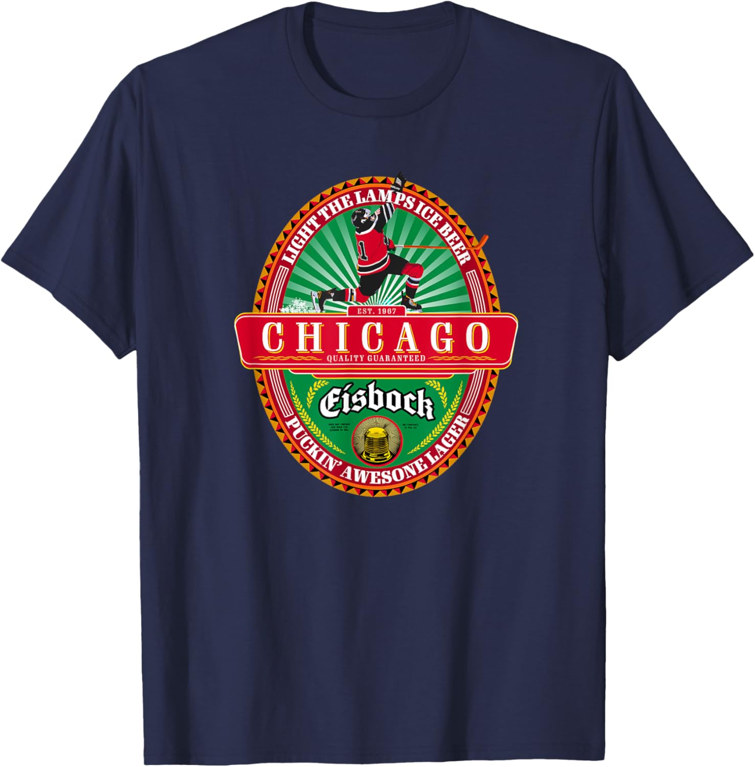 Chicago Pride Windy City Classic Beer Label T-Shirt - T-Shirt | Navy