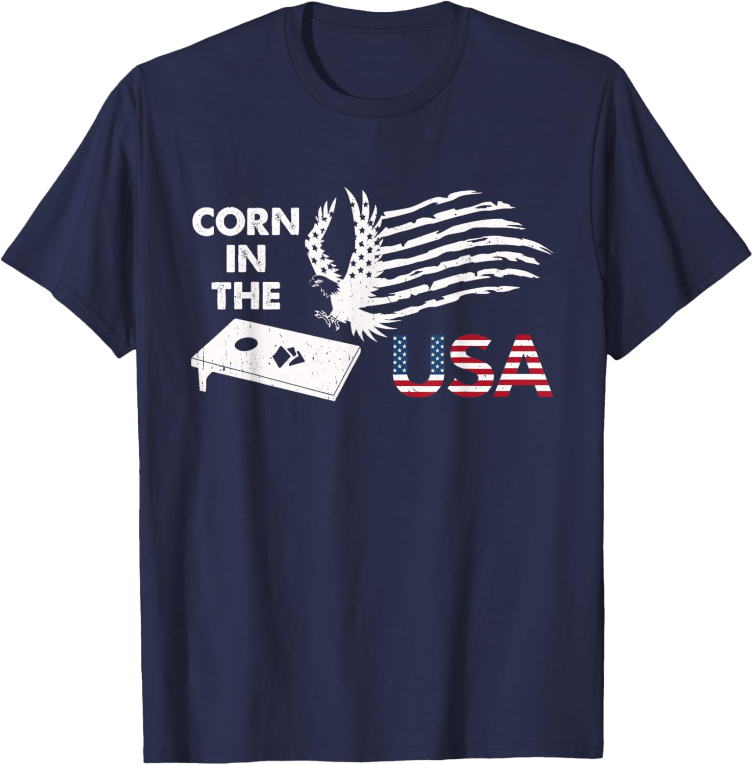 Patriotic Cornhole Player Corn In The USA American Flag T-Shirt - T-Shirt | Navy