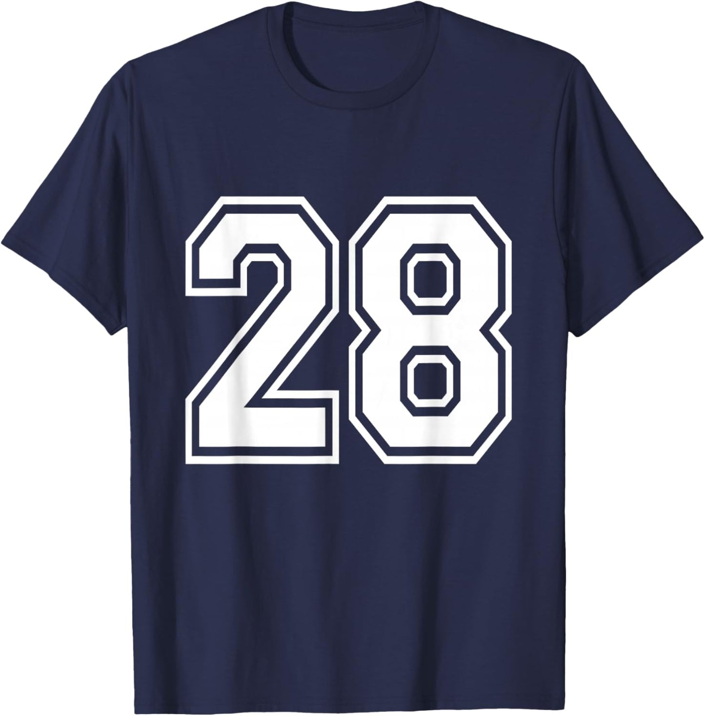 Number 28 Varsity Sports Team Jersey 28th Birthday 28 Years T-Shirt - T-Shirt | Navy