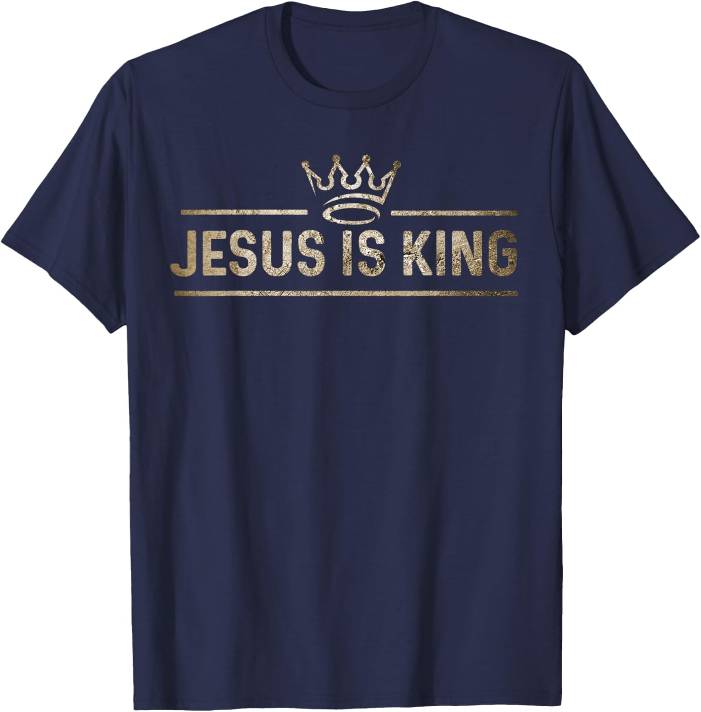 Jesus Is King Christian Design Crown T-Shirt - T-Shirt | Navy