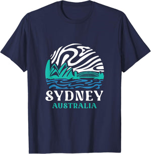 Vintage Retro Sydney Opera House Harbour Bridge Australia T-Shirt - T-Shirt | Navy
