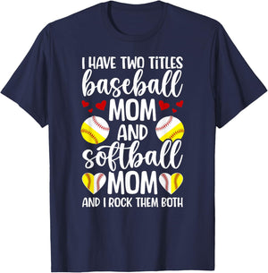 Baseball Mom And Softball Mom Proud Softball Baseball Mom T-Shirt - T-Shirt | Navy