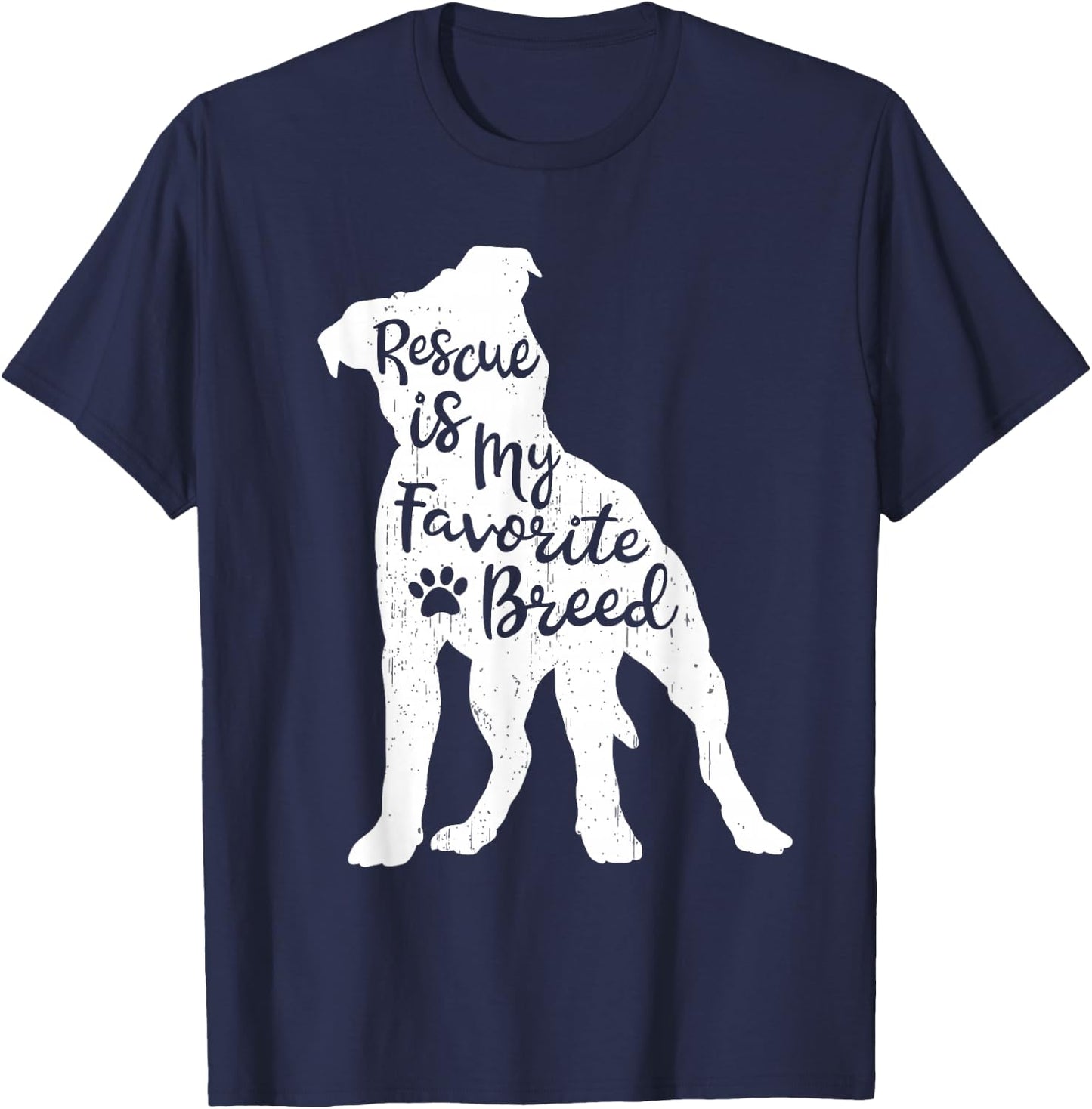 Rescue Is my Favorite Breed Pitbull Dog Lover Pit Bull Mom T-Shirt - T-Shirt | Navy