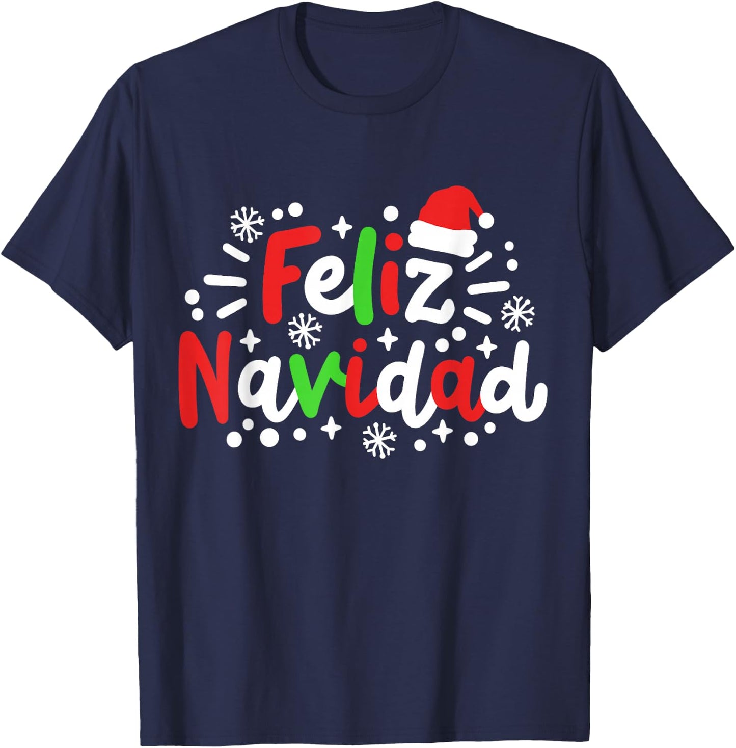 Feliz Navidad Matching Family Spanish Christmas Men Women T-Shirt - T-Shirt | Navy