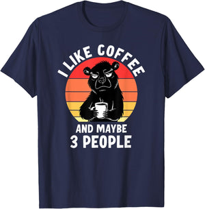 Funny I Like Coffee And Maybe 3 People T-Shirt - T-Shirt | Navy