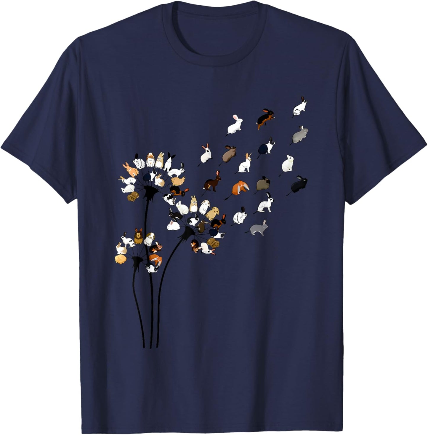 Funny Dandelion Bunny Flower T-Shirt - T-Shirt | Navy